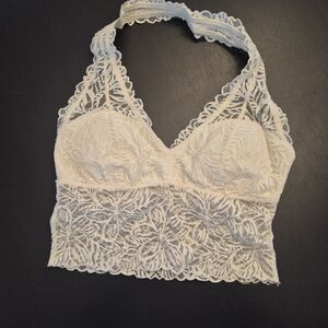 aerie Cream Lace Halter Bralette